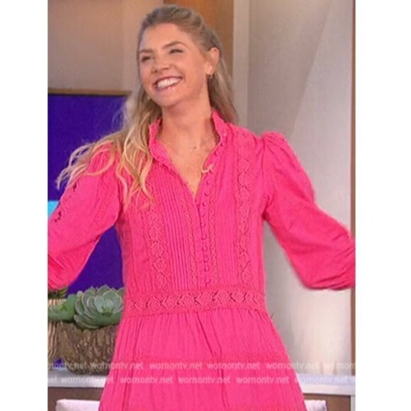 ALICE + OLIVIA Clark Collared Tiered Dress in French Rose Size US 2 - Picture 13 of 13